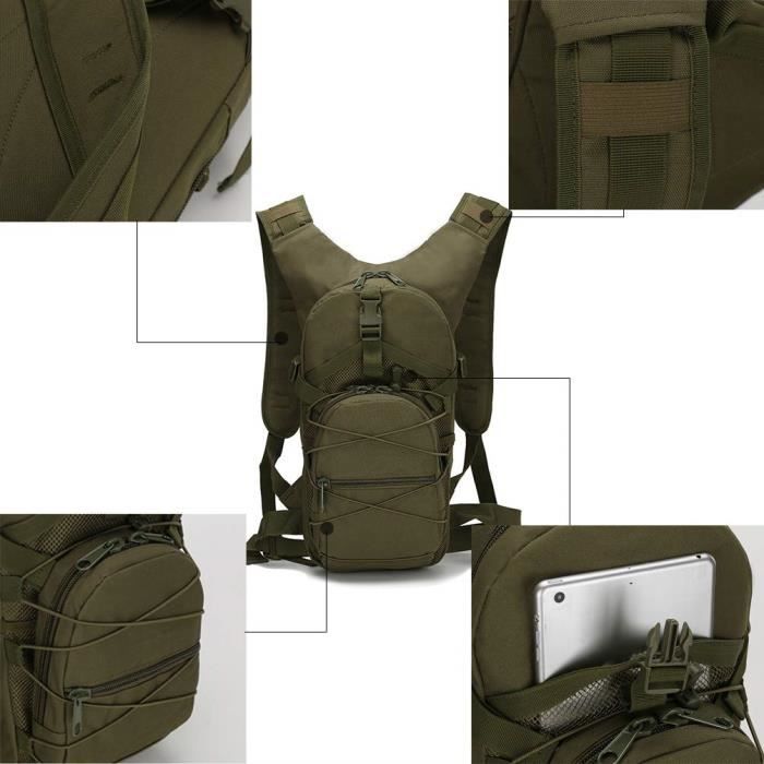 Sac à Dos Militaire 15L Wandousen - Camouflage Noir - Imperméable, Multi-Poches - Vélo, Randonnée