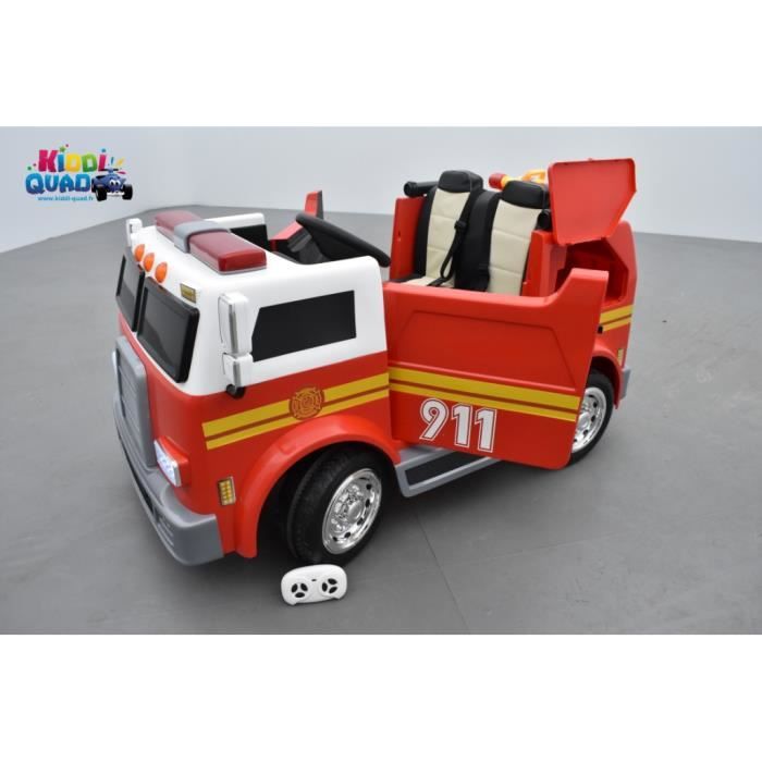 Camion Pompier électrique enfant 2 places avec télécommande parentale  2,4Ghz, 24Volts - 7AH, 2 moteurs - Cdiscount Jeux - Jouets
