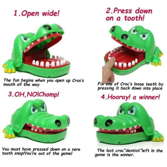 KOMUNJ Jeu de jouets de crocodile pour enfants mord au hasard les doigts  jeu amusant jouet pour jeu familial, jeu de fête, fille et garçon, cadeau