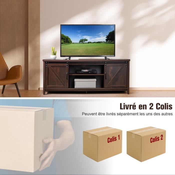 Costway meuble tv console 3 pièces pour téléviseurs jusqu'à 165,1