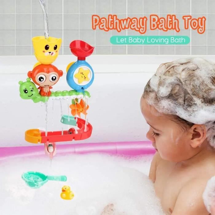 Ensemble de jouets de bain pour enfants à assembler, amusant à monter  soi-même, piste de cascade d'intérieur à coller au mur avec ventouse et  roulettes, jouet de baignoire flottant, cadeau : 