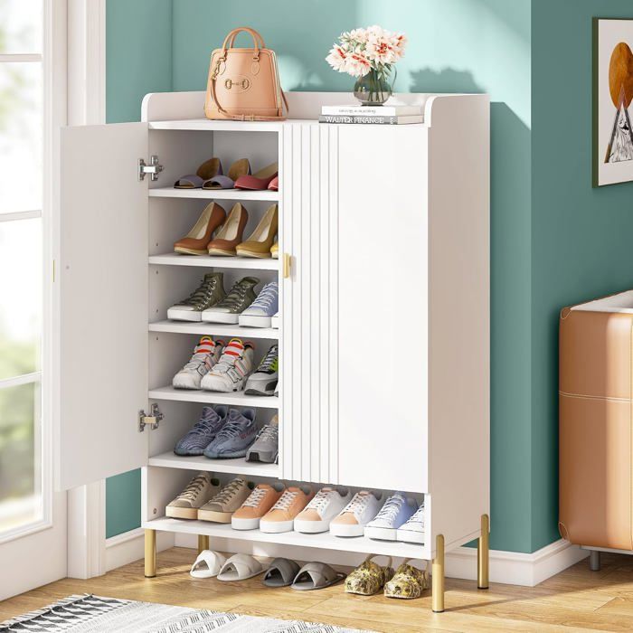 Meuble à Chaussures YIHATA 24 Paires - 2 X 6 Niveaux - Marron - Neuf