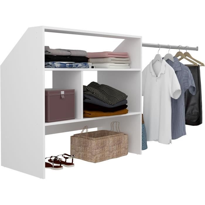 Kit dressing sous comble ARTIC EKIPA Décor mélaminé blanc 1 penderie L197 x P50 x H94 cm
