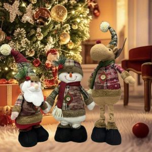 Figurine De Renne Fille Assise - Décoration De Noël 42cm - Robe Tartan, Jambes Souples, Autonome