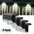 4 Pack Lumières solaire de clôture Lampe Solaire Extérieur escalier clôture terrasses décoration étanche Blanc chaud-0