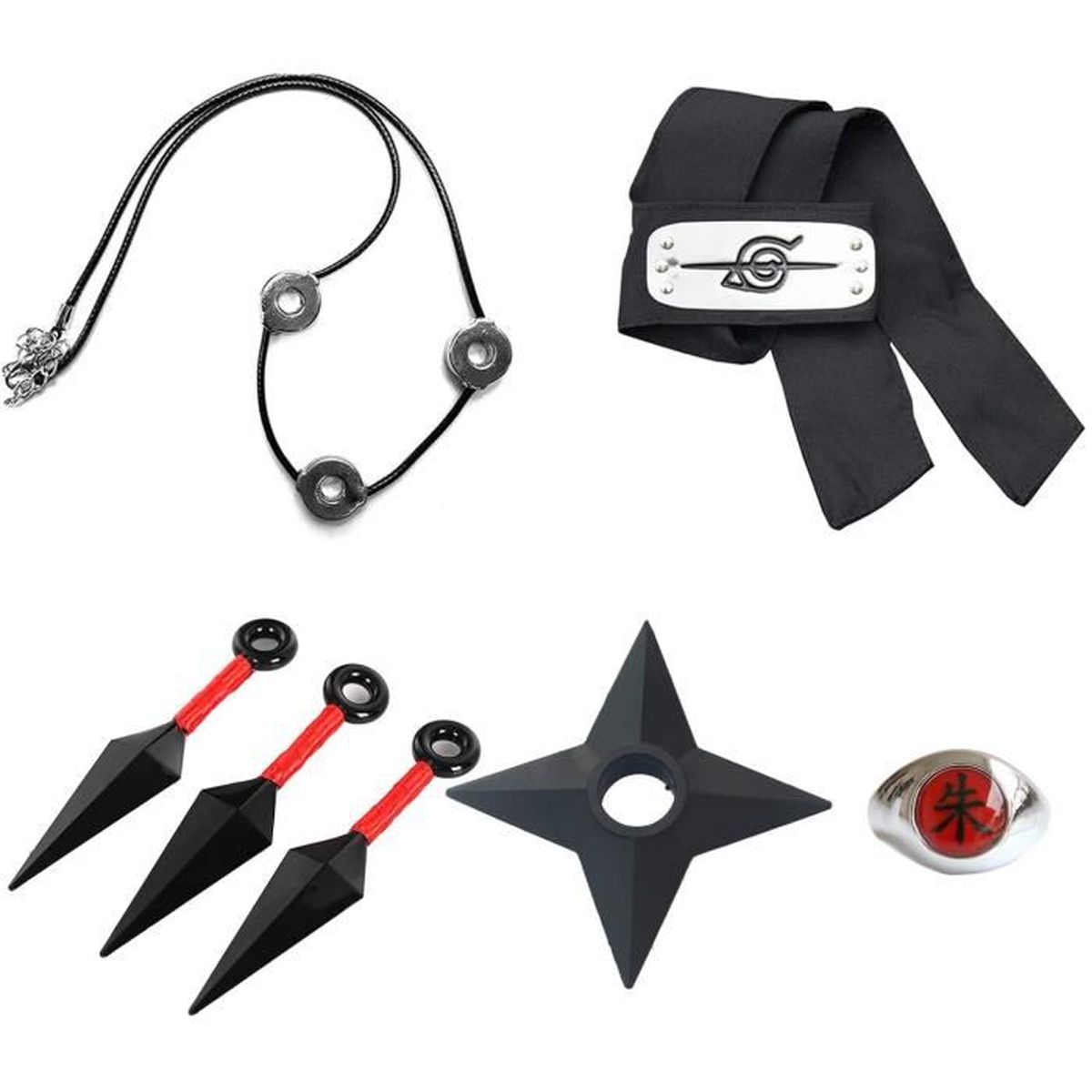 Naruto Accessoires Konoha Bandeau Collier Konoha Bague Shuriken Ninja