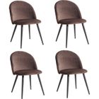BenyLed Lot de 4 Chaises de Salle à Manger Rembourrées Avec Dossier en Velours Doux et Pieds en Métal de Style Bois(Marron)