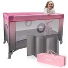 Lit parapluie compact 2en1 LIONELO Stefi - Parc bébé - 0-36 mois - Sac de Transport - Pliage Rapide - 2 x Roulettes - Rose