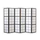 PEGANE Paravent japonais grands carreaux bois noir et papier de riz - 6 pans - Dim : H 178,6