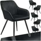 Chaises - TECTAKE - Lot de 6 fauteuils de salle à manger MARYLIN aspect velours avec pieds en acier noir - Noir