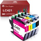 AUMOK Cartouche d’Encre TONER KINGDOM LC421 Compatible pour Brother LC 421 xl pour Brother DCP-J1050DW DCP-J1140DW MFC-J1010DW lot de 4