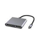 ZAMUS Adaptateur USB C vers Double HDMI, Hub USB de Type C 4 en 1 avec 2 HDMI 4K Double écran HD, Station d'accueil USB-C pour Windows