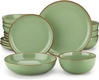 vancasso Assiettes NYMPH, 16 pièces Service de Table en Grès , ensemble de vaisselle pour 4 personnes - Vert