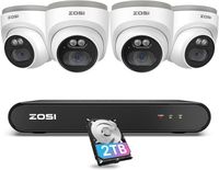 ZOSI 5MP Kit Caméra Surveillance PoE, 2.5K 8CH H.265+ NVR PoE avec 4X 4MP Caméra Extérieure, Détection Humaine, Sirène et