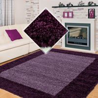 Tapis poil long Shaggy pour le salon tapis motifs avec un design en bordure Couleur: Violette Taille: 120 x 170 cm