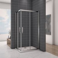 Cabine de douche en verre securit 120x90x185cm - Cilo - Installation en angle - Profilé chromé - Poignée en Inox