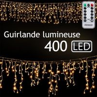 Guirlande lumineuse 400 LED avec télécommande 15m lumière blanc-chaud fonction timer 8 modes IP44 polyvalente noël fête