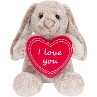 BRUBAKER Jouet en Peluche Bunny avec Coeur Rouge et Oreilles Pendantes - I Love You - 28 cm Plush Bunny Gift - Soft Toy Soft Bunny