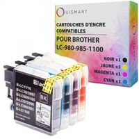 Ouismart® 4 Cartouches D'Encre Compatibles Brother Lc-1100 Lc-980 Pour Dcp-145C Dcp-195C Dcp-375Cw Dcp-J715W Mfc-490Cw Mfc-5890