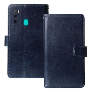 HOUSSE - ÉTUI BWK Bleu Fonce Premium Flip Cuir Housse Coque TPU 