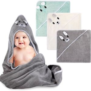 SORTIE DE BAIN Lot de 3 serviettes à capuche pour bébé avec capuche, sorties de bain,gants de toilette pour nouveau-né, fille, garçon,mousseline