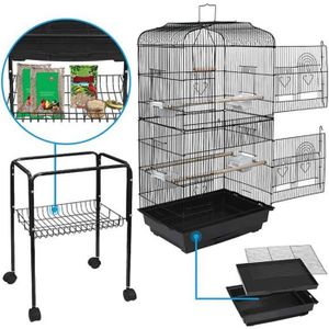 VOLIÈRE - CAGE OISEAU Cage Oiseaux Cage sur roulettes avec Support Détac