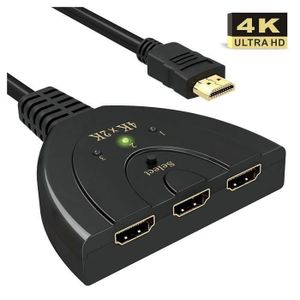 Yiany Répartiteur HDMI 4K 3D 1 En 2 Sorties 1080P Pour Double Moniteur [2 Sorties Identiques, Non étenduement]Répartiteur HDMI 1 X 2 HDCP2.2 Xbox, PS4/3, Lecteur Blu-Ray, DVD, HDTV