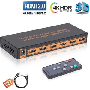 Fosmon Commutateur HDMI 2.0 Automatique 4K 60Hz 3-Port, Switch HDMI Auto  Switcher Répartiteur UHD HDR 3D Full HD 1080p HDCP 2.2, 3 Entrées 1 Sortie