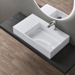 LAVABO - VASQUE Sogood Lavabo suspendu blanc 75cm vasque à poser lave mains rectangulaire de qualité pour salle de bain Colossum12-R