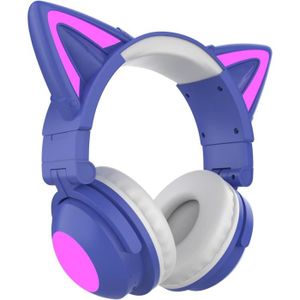 CASQUE - ÉCOUTEURS Casque Bluetooth Cat Ear, Casque Pliable Sans Fil 