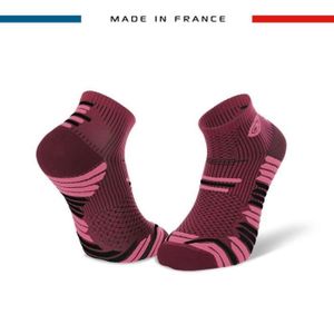 COLLANT DE RUNNING Chaussettes Trail Elite BV Sport - Rouge Bordeaux/Rose - Homme - 39/41