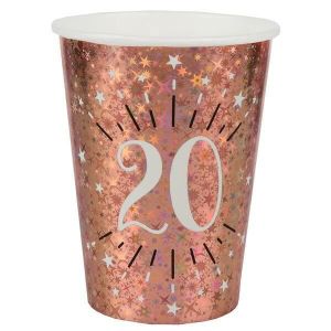 VERRE JETABLE Gobelet anniversaire 20 ans rose gold élégant (x10