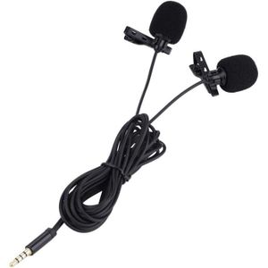 MICROPHONE Clip Microphone Téléphone Microphone Noir Abs Condensateur Double Tête Revers Pince À Cravate Microphone 3.5Mm Pour Smartphon[m4838]