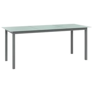 TABLE DE JARDIN  Table de jardin Gris clair 190x90x74 cm Aluminium et verre