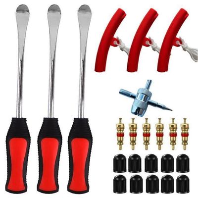 Kit Démonte-pneus Moto Voiture Vélo - 3 Leviers + Protecteurs De Jante - Acier Trempé, Poignée Anti-dérapante
