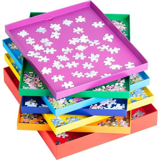 12 Plateaux De Tri Empilables Becko Pour Puzzles - Hexagonaux Blancs Et Bleus - Jusqu'à 2000 Pièces