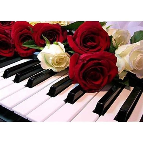 Diamond Painting Rose-Piano Broderie Diamant Painting Kit Complet Grand ...
