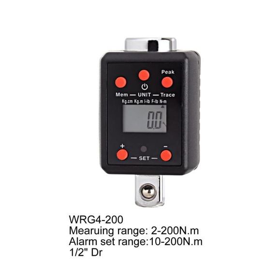 Adaptateur De Couple Numérique 6-200 Nm - 1/2 Pouce - Alarme Sonore Et Lumineuse - Clé Dynamométrique Haute Précision