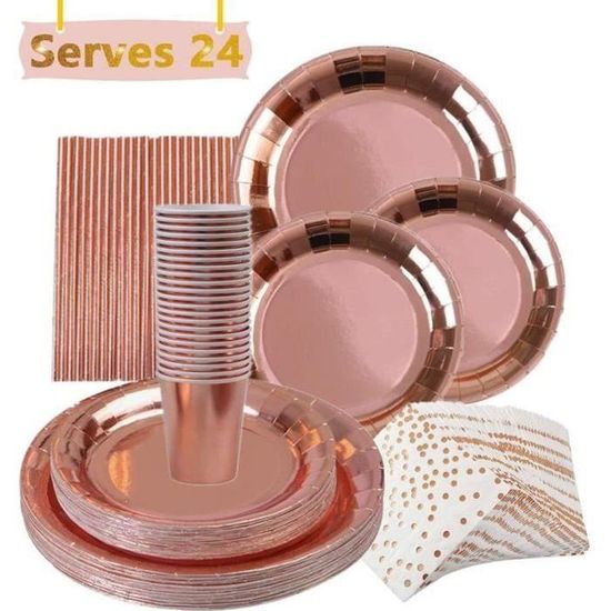 60 Pièces Kit Vaisselle Anniversaire Rose Enfant - Ensemble Complet Pour 10 Filles Avec Assiettes, Gobelets, Ballons Et Décorations Festives