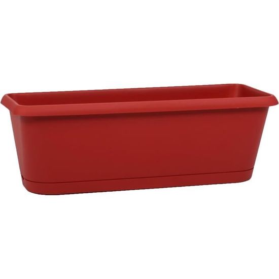 EDA Jardinière Chorus 50 Cm - Plateau Clipsé Avec Réserve D'Eau 9,4 Litres - Gris Béton - Fabrication Française