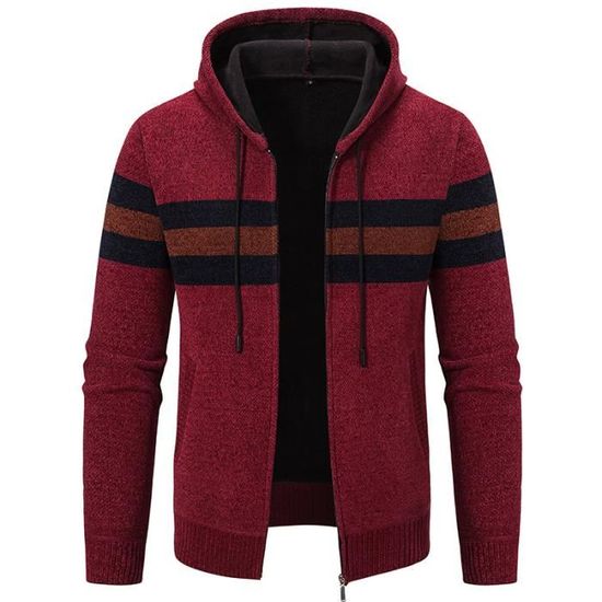 Sweat à Capuche Homme Polaire Doublé Sherpa - Zippé, Coupe Loose, Sport, Tailles S à 5XL