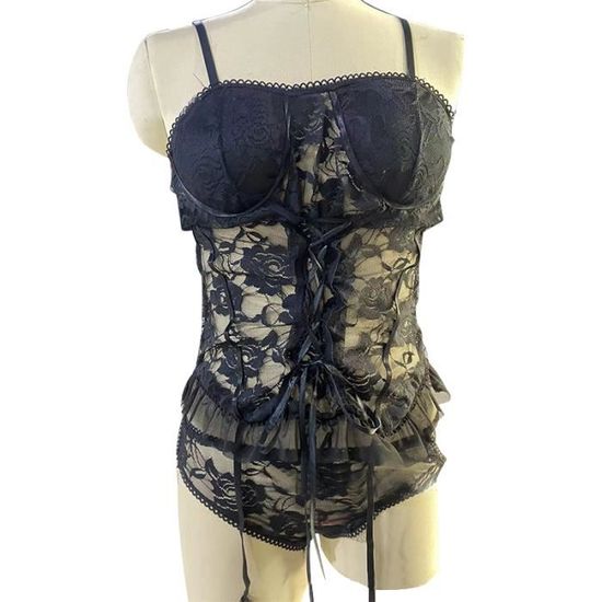 Haut Et Short Résille Ensemble Lingerie Femme Résille Noir Haut
