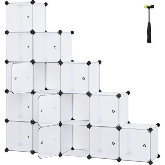 Étagère de Rangement avec 16 Casiers, Plastique avec Porte modulable, bac Meuble  casier Cube, etageres Cubes, Stable, Assembla190 - Cdiscount Maison