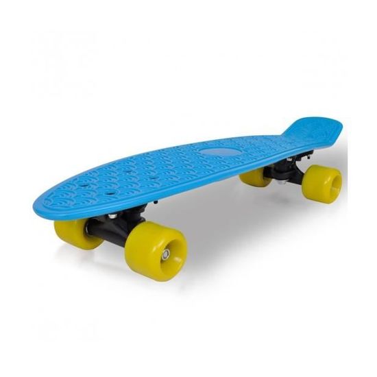 Skateboard Ridge Retro 27 - Cruiser Jaune/bleu Transparent - 69cm Avec Roues Tendres