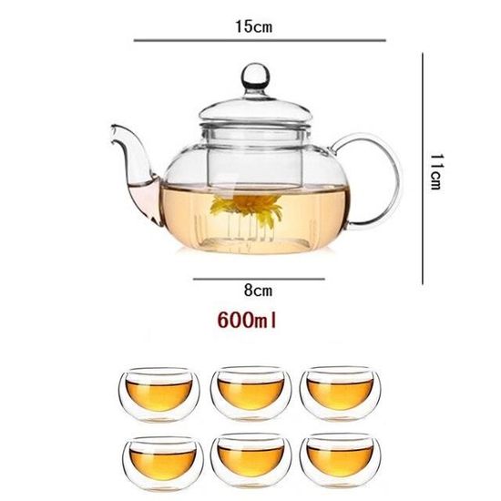 RORA – Théière Semi-automatique En Verre Borosilicate – Théière Magnétique Kungfu – Bec Anti-goutte – Infuseur Amovible – 500 Ml