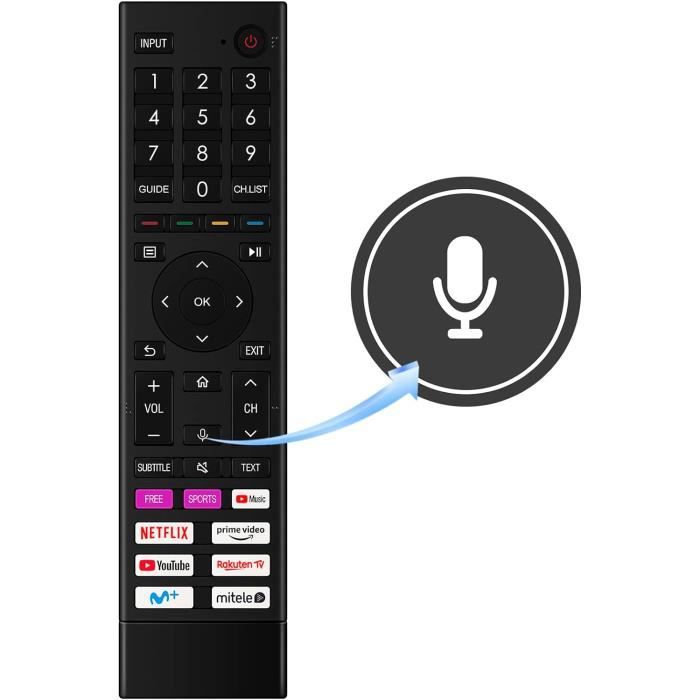 Télécommande De Remplacement Infrarouge Pour TV Hisense - Modèles 40A4BG, 43A6BG, 50A7100F, 55A76GQ, Etc. (Sans Piles Ni Fonction Vocale)