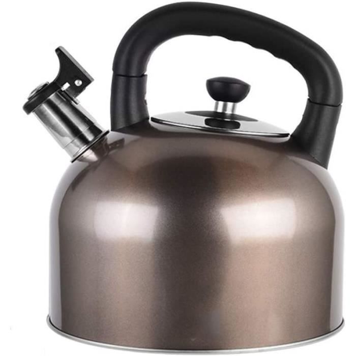 Noir 3.5 litres en acier inoxydable siffler bouilloire gaz et plaques électriques rapide bouillir