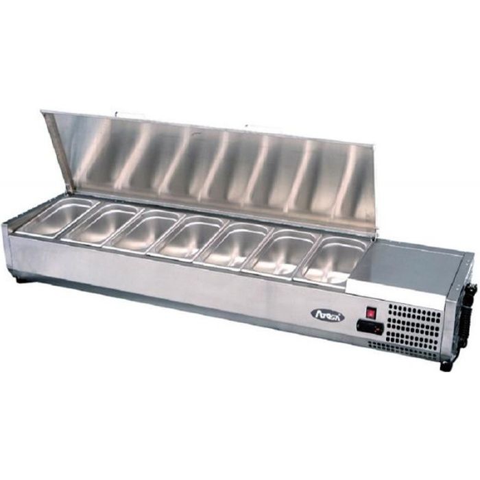 Saladette Réfrigérée à Poser Couvercle Inox Bacs GN 1/4 - 1200 à 2000 mm - Atosa - R600A 1200 mm