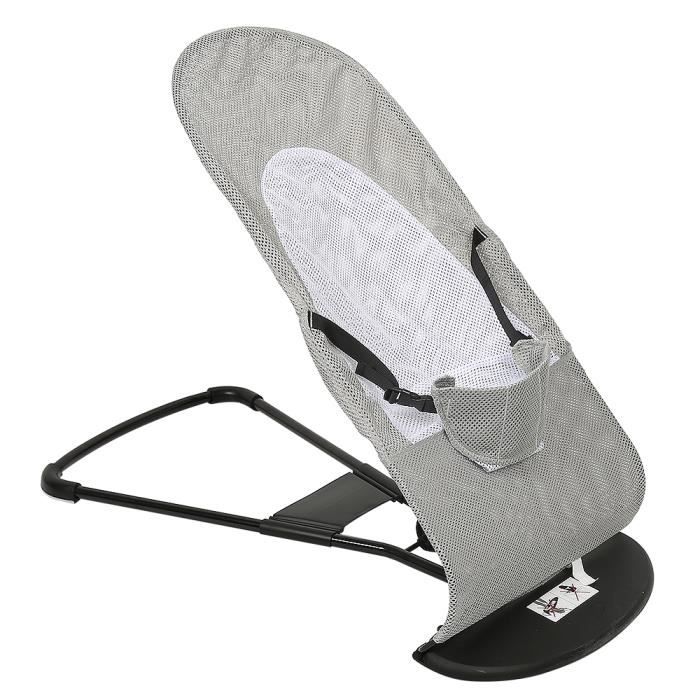 Transat Bébé Balancelle 2 En 1 Jusqu'à 18 KG avec ceinture de sécurité Inclinaison Réglable 3 niveaux ,Gris