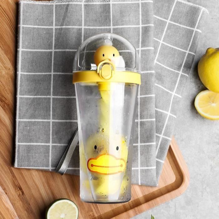 Paille CréAtive Bouteille D'Eau Tasse à Boire Animal Mignon Portable Grande Capacité pour éTudiant Adulte Coupes de MéLange Caneton